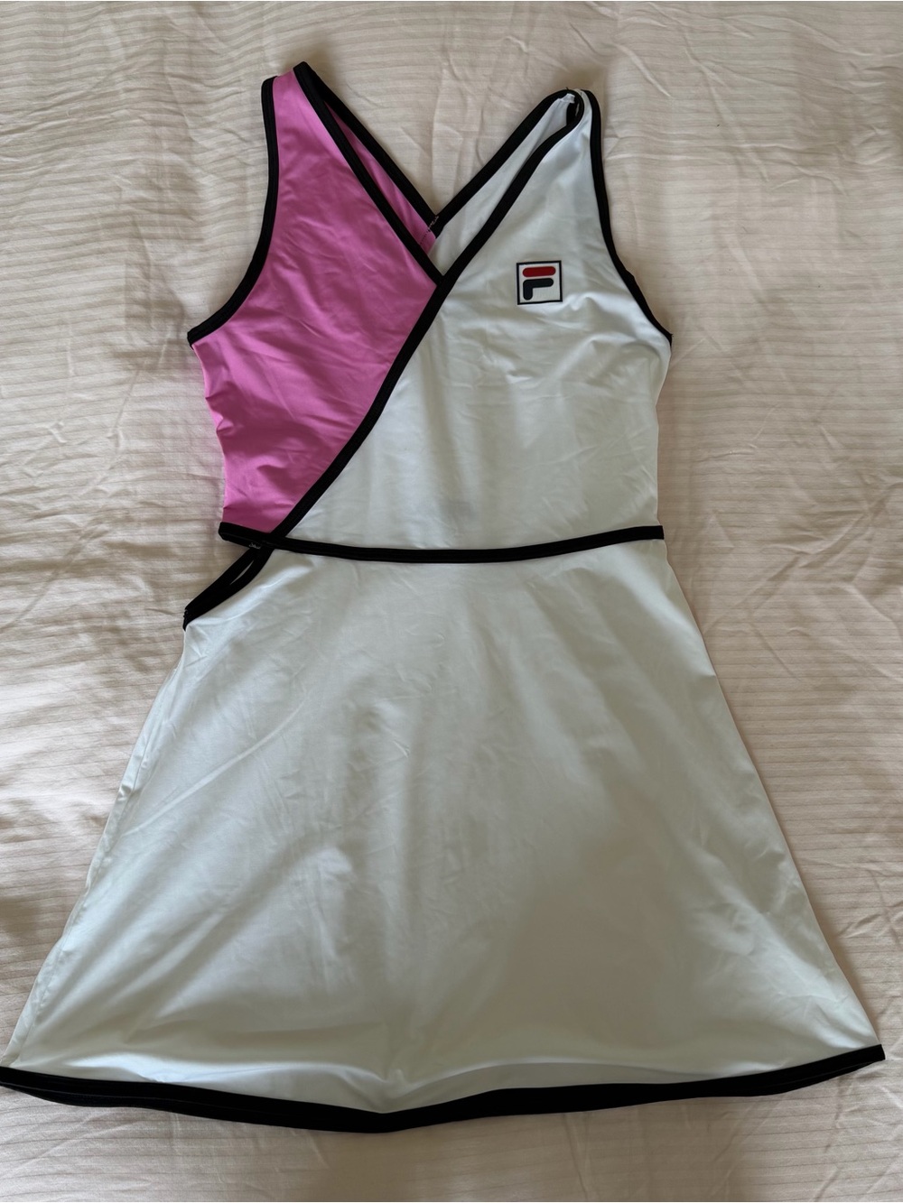 Fila Pink and White Tennis Dress with Black Trim